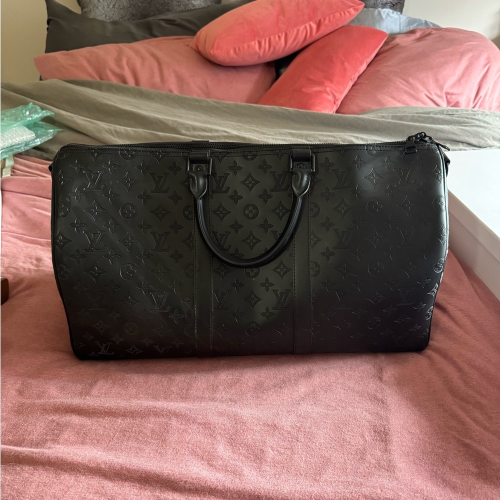 LV Black Logo Duffle Bag